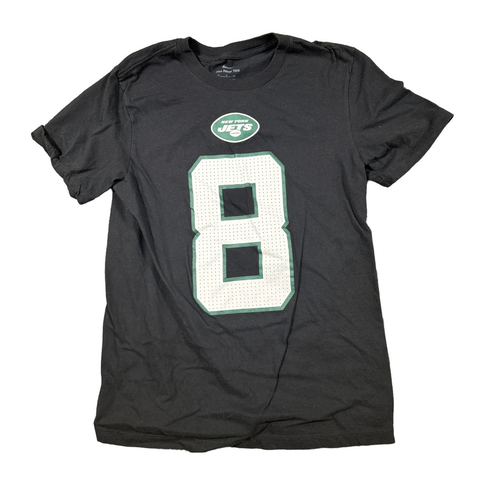 Nike Aaron Rodgers New York Jets Number 8 Graphic T Shirt Black Mens Small Flaw